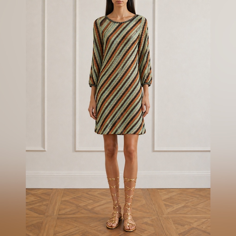 Missoni Knit Crocket Chevron Kaftan Mini Dress 8